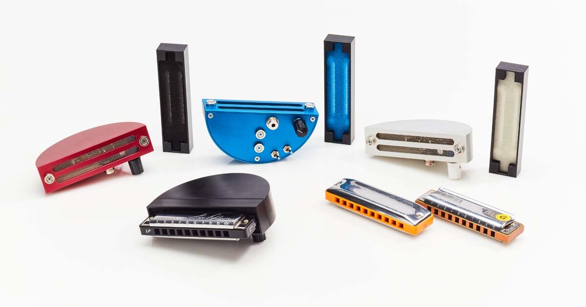 DynaMic cups your harmonica for better tone, no feedback