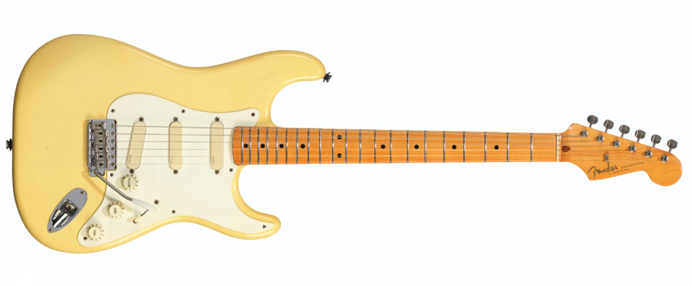 On January 31, 1984, David Gilmour was invited to the CBS Fender UK warehouse to trial Fender's new reissue line, and among those he selected was this guitar, serial number V015052