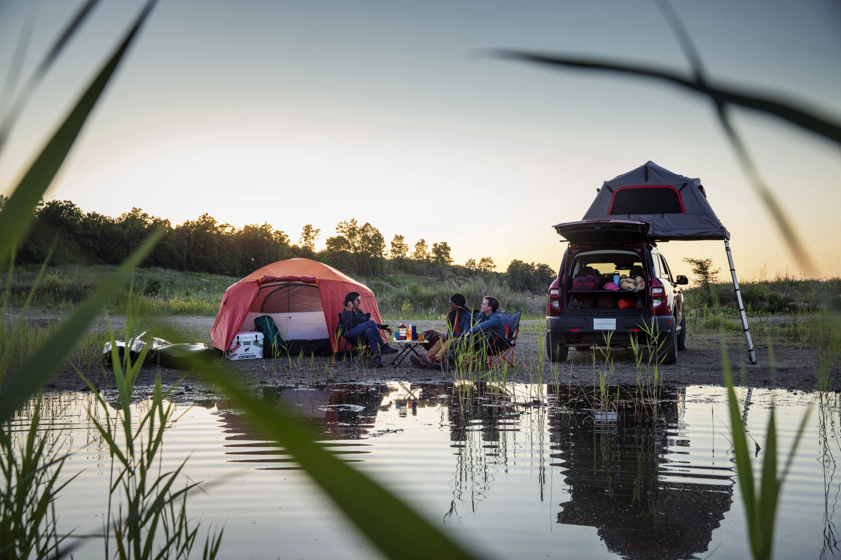 This Ford Bronco Sport serves as both camping shuttle and shelter