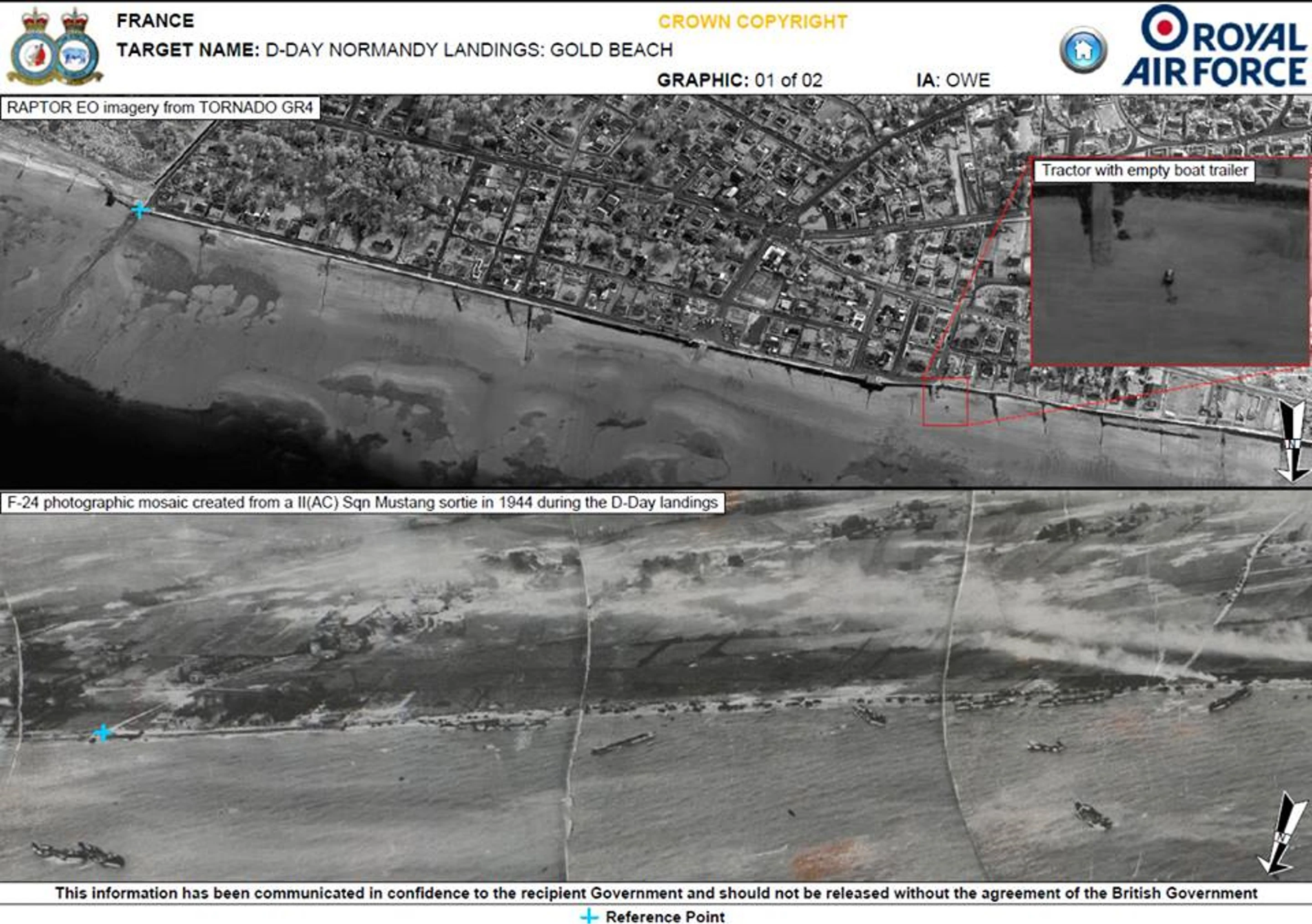 D-Day beaches recce photos from 2014 and 1944 (Photo: Ministry of Defence)