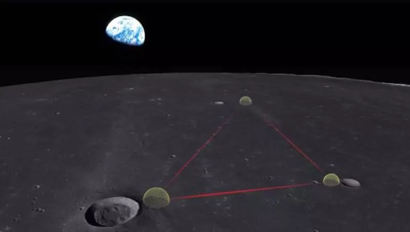An artist's impression of the Gravitational-wave Lunar Observatory for Cosmology (GLOC), a gravitational wave observatory that could be built on the Moon