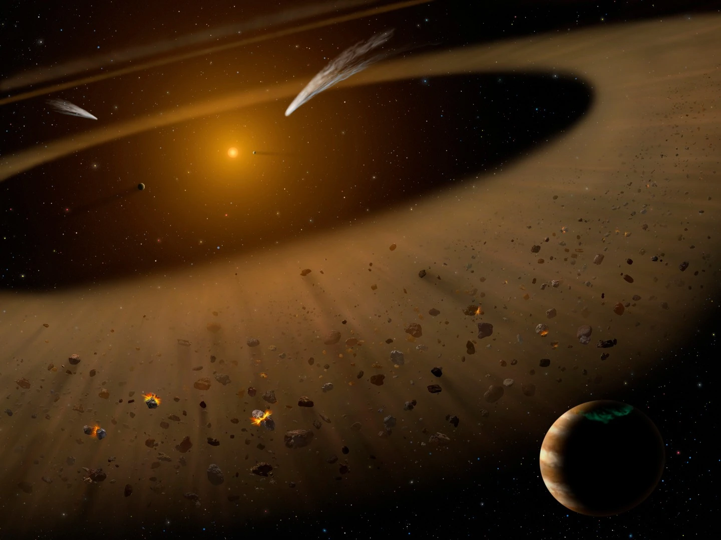 Artist's illustration of the Epsilon Eridani system showing Epsilon Eridani b