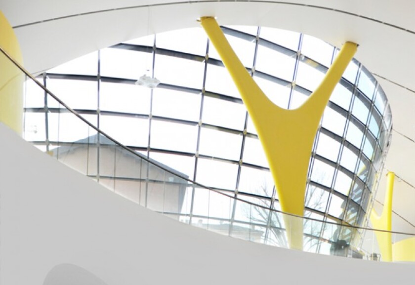 Flying V's are structural in nature and colored in the marque's Ferrari yellow (Photo: Museo Casa Enzo Ferrari)