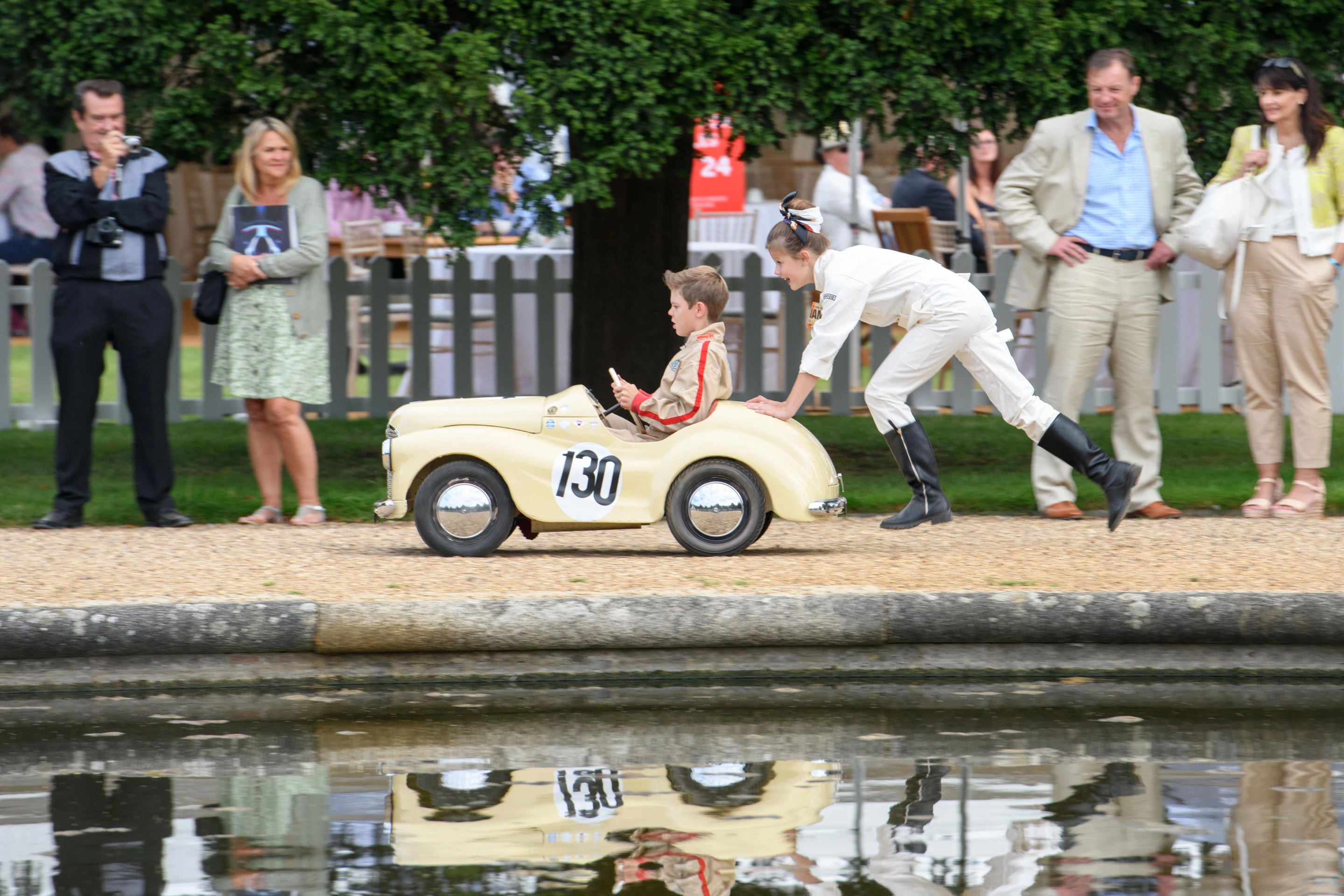 This Austin A40 Replica pedal-car is known as the J40 and is one of the most loved children's cars of all-time. Clearly it's a bonding thing for this brother and sister, but more than 30,000 J40 pedal cars, based on the design of the Austin A40 Dorset, were made between 1949-1971.