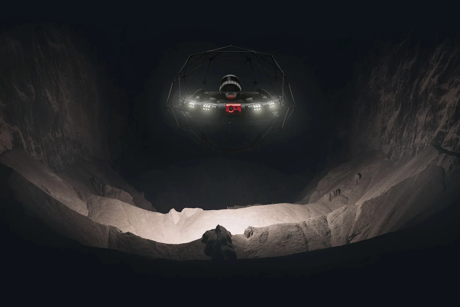 Thanks to its LED spotlights, the Elios 3 can operate in what would otherwise be pitch-black environments