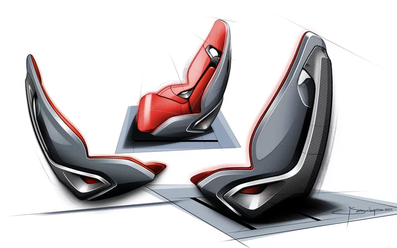 The Jaguar C-X16 production concept sports car design sketch