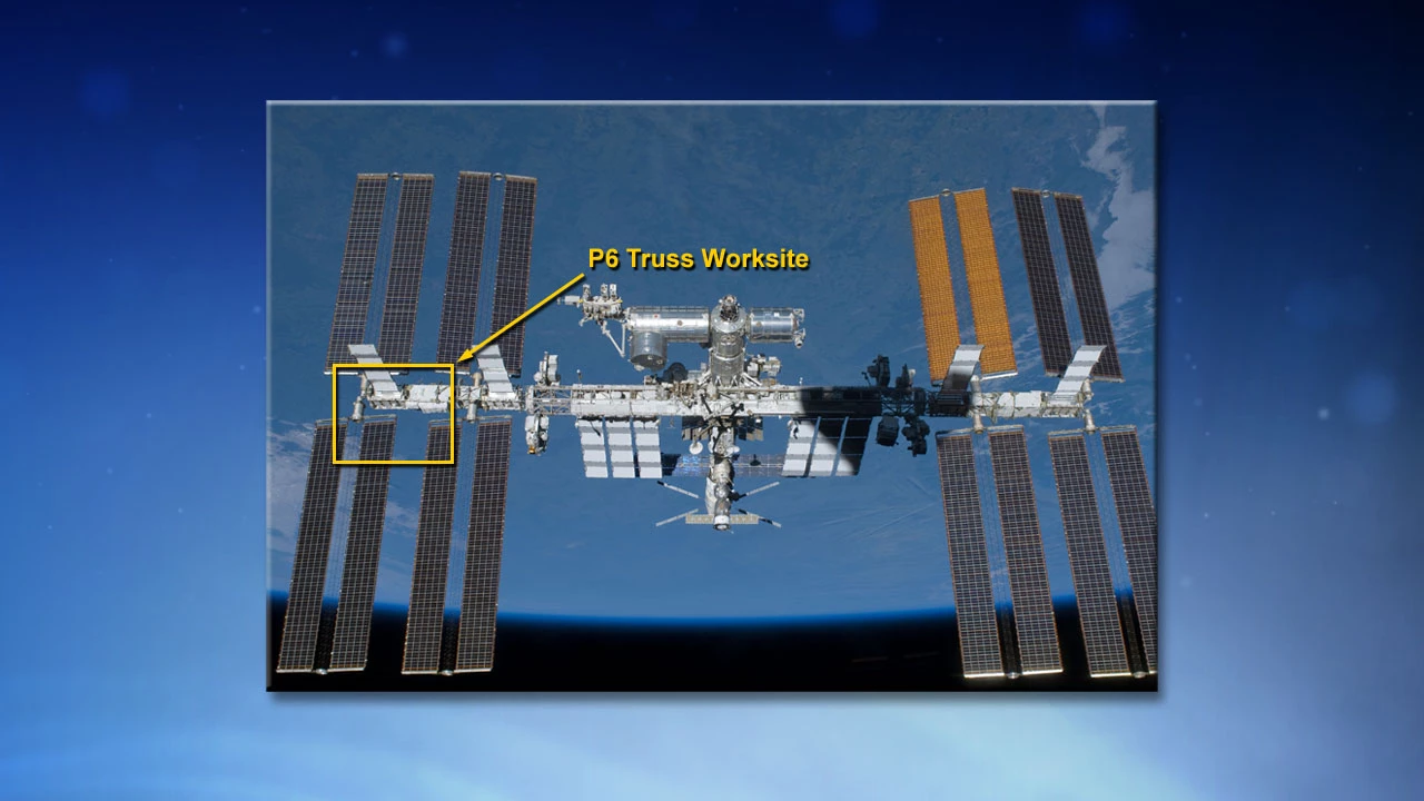 The ISS ammonia coolant leak is located on the P6 truss structure