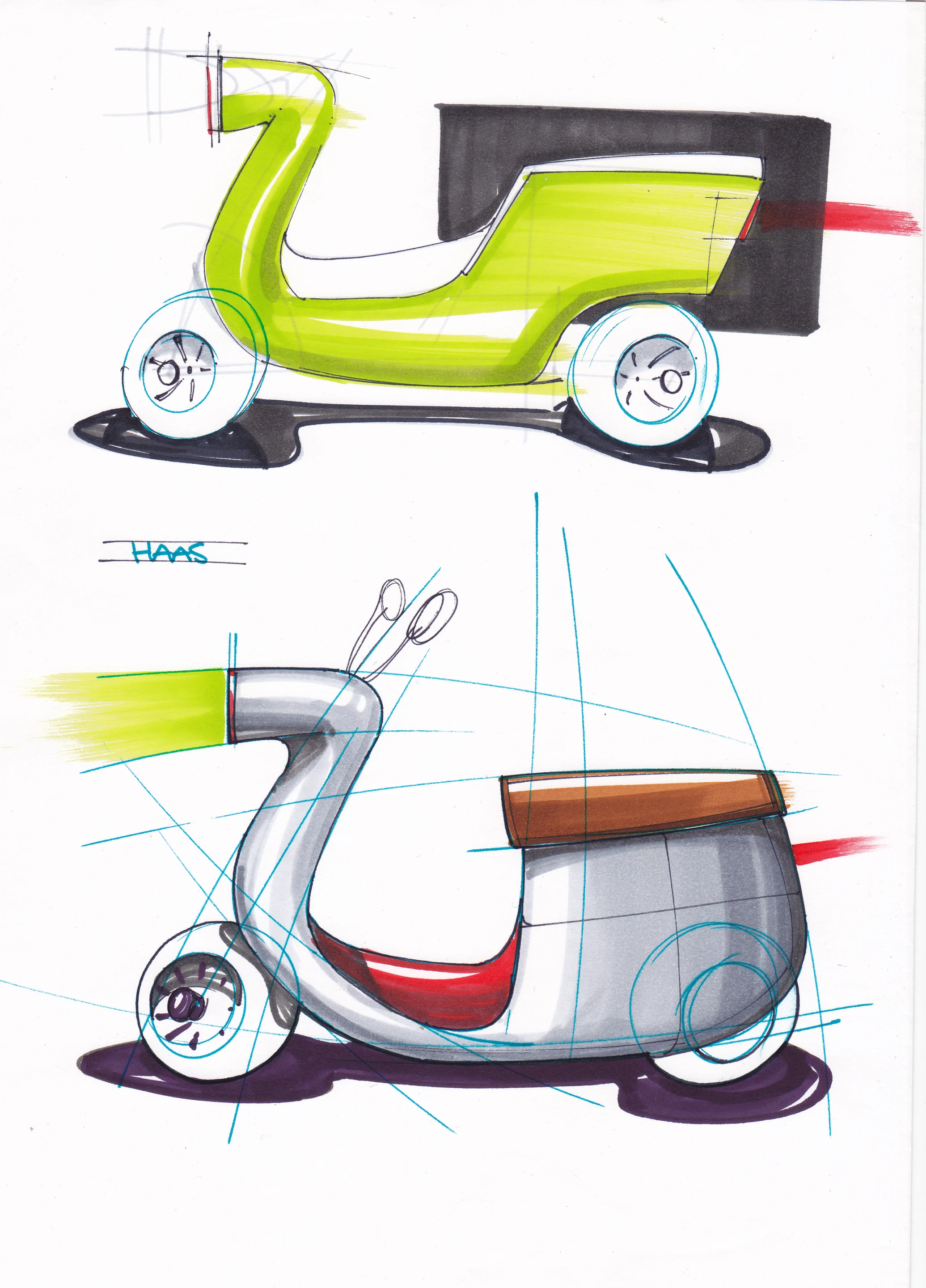 Design sketch of the Be.e electric scooter (Image: Waarmakers)