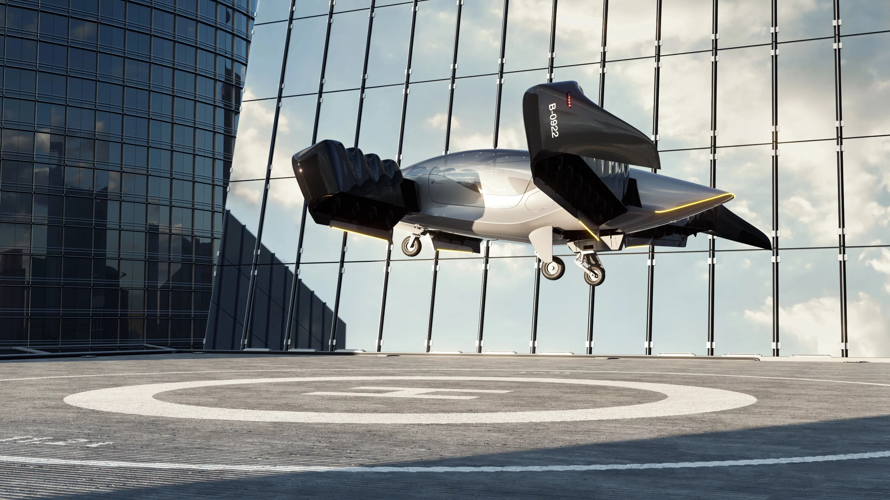 The Pantala's entire wings tilt to achieve VTOL operation