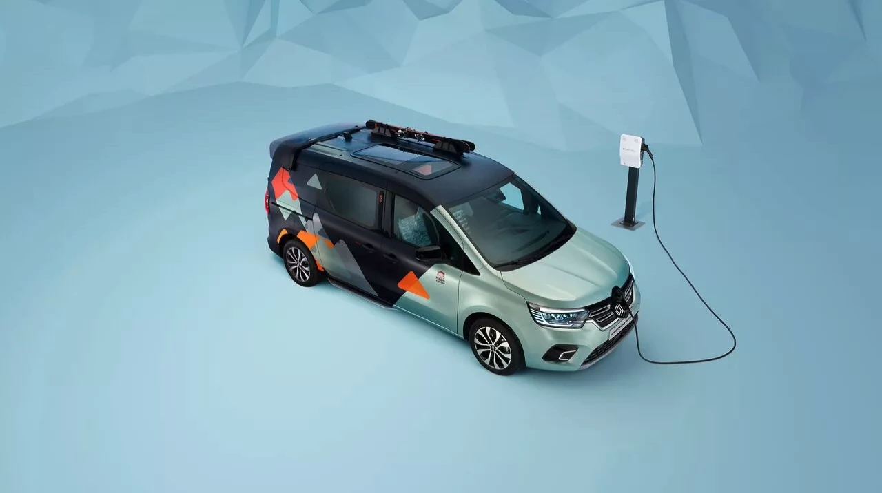 The Kangoo E-Tech offers up to an estimated 177 miles per charge in Hippie Caviar Motel guise