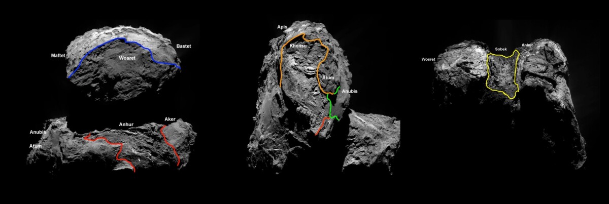 Four new regions discovered in the southern hemisphere of comet 67P