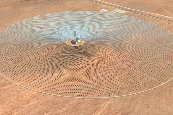 Artist's impression of SolarReserve's Concentrated Solar Power Tower plant
