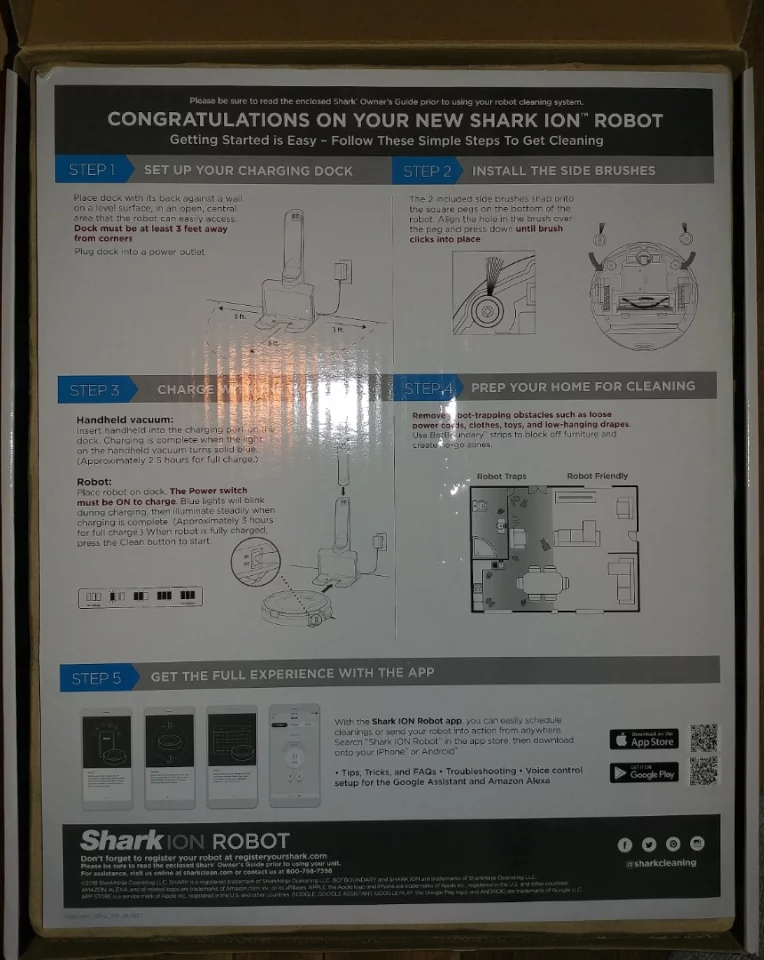 The written and pictorial instructions with the Shark Ion vacuum are easy to follow and well done