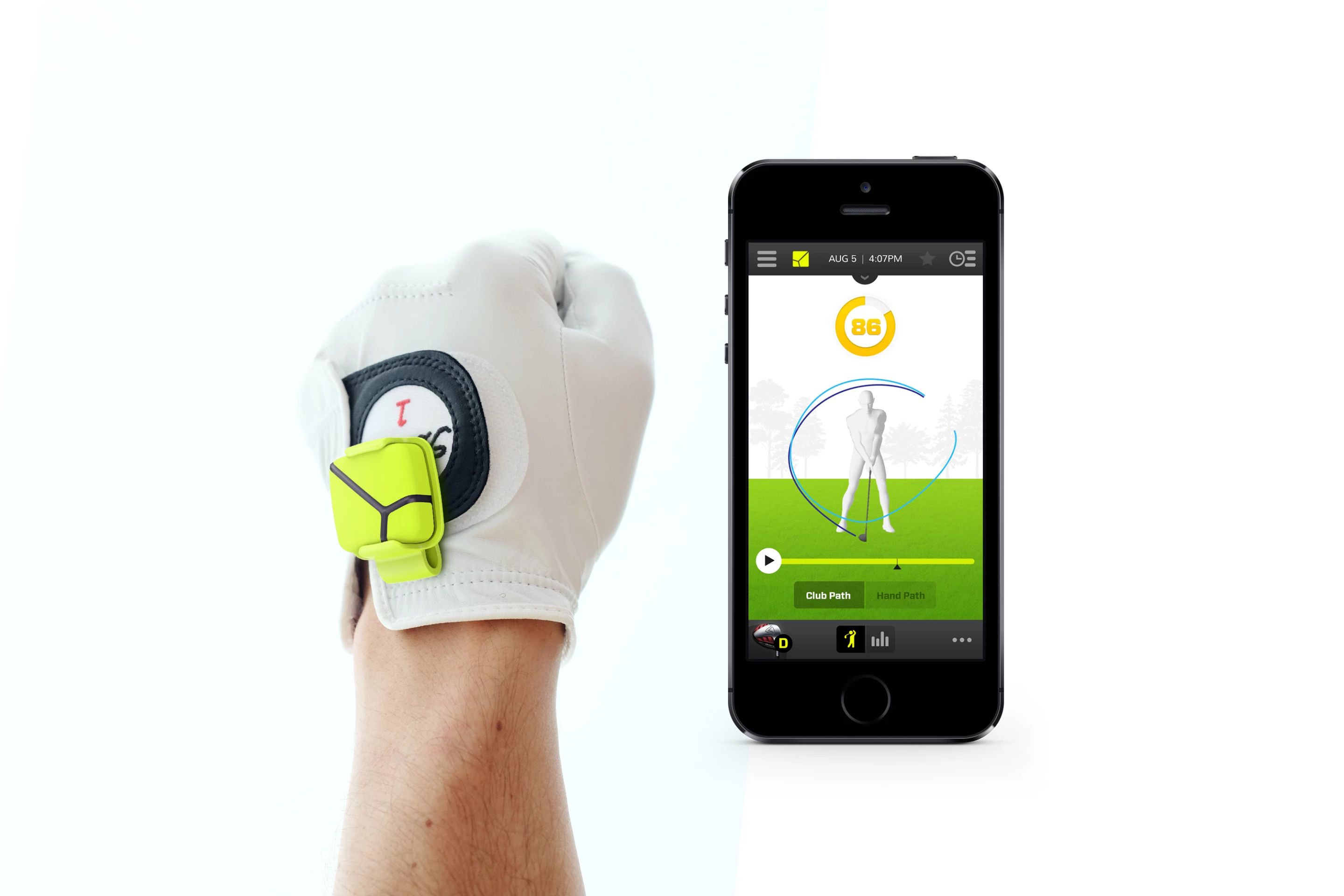 The Zepp Golf sensor attaches to the back of your golf glove