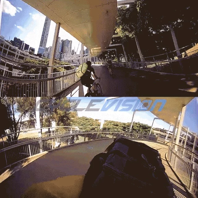 The Cyclevision Edge's front and rear cameras combine to give a 320-degree field of view, allowing riders to see what's coming up behind them or, if something does go wrong, provide video evidence of the incident