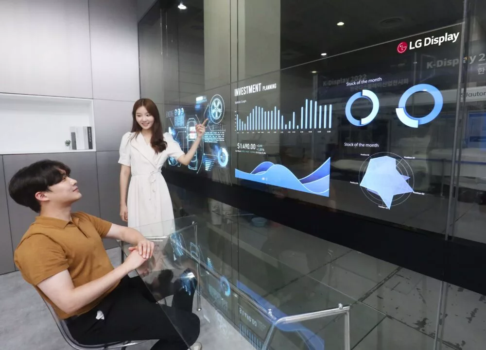 LG Display's OLED glass wall conference room concept on show at the K-Display 2022 expo in Korea