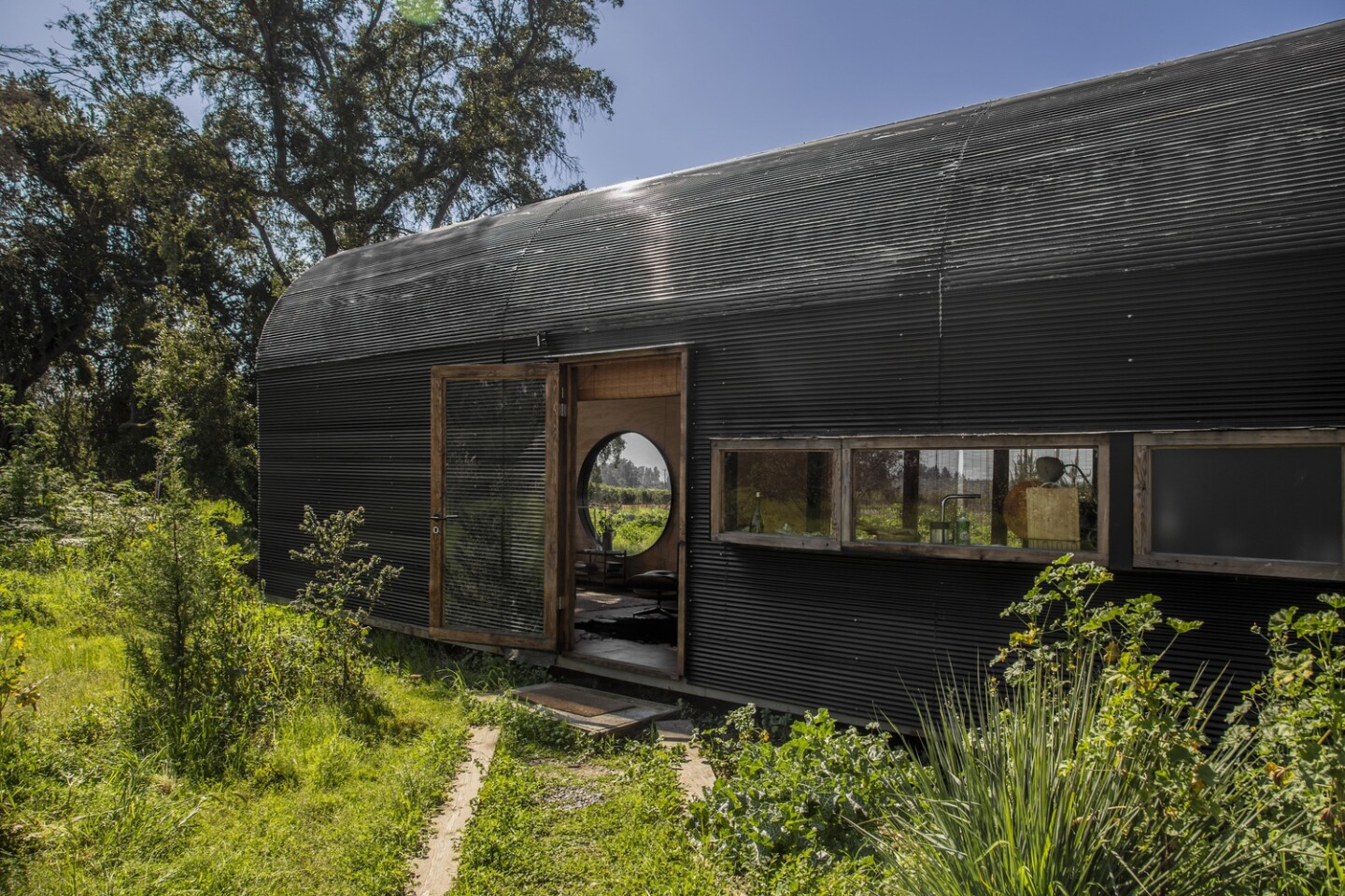 A vaulted structure designed to seamlessly integrate with Chile's verdant landscape