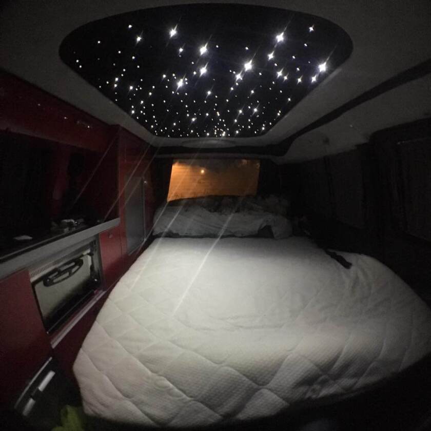 The starlit Alcantara roof is a £2,000 option