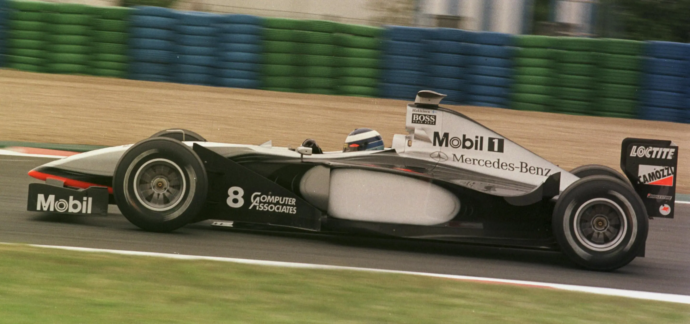 The MP4/13 driven by Mika Häkkinen and David Coulthard trapped the highest speed in 1998 when Coulthard was clocked doing 353 km/h (219 mph) on the Hockenheim track in Germany