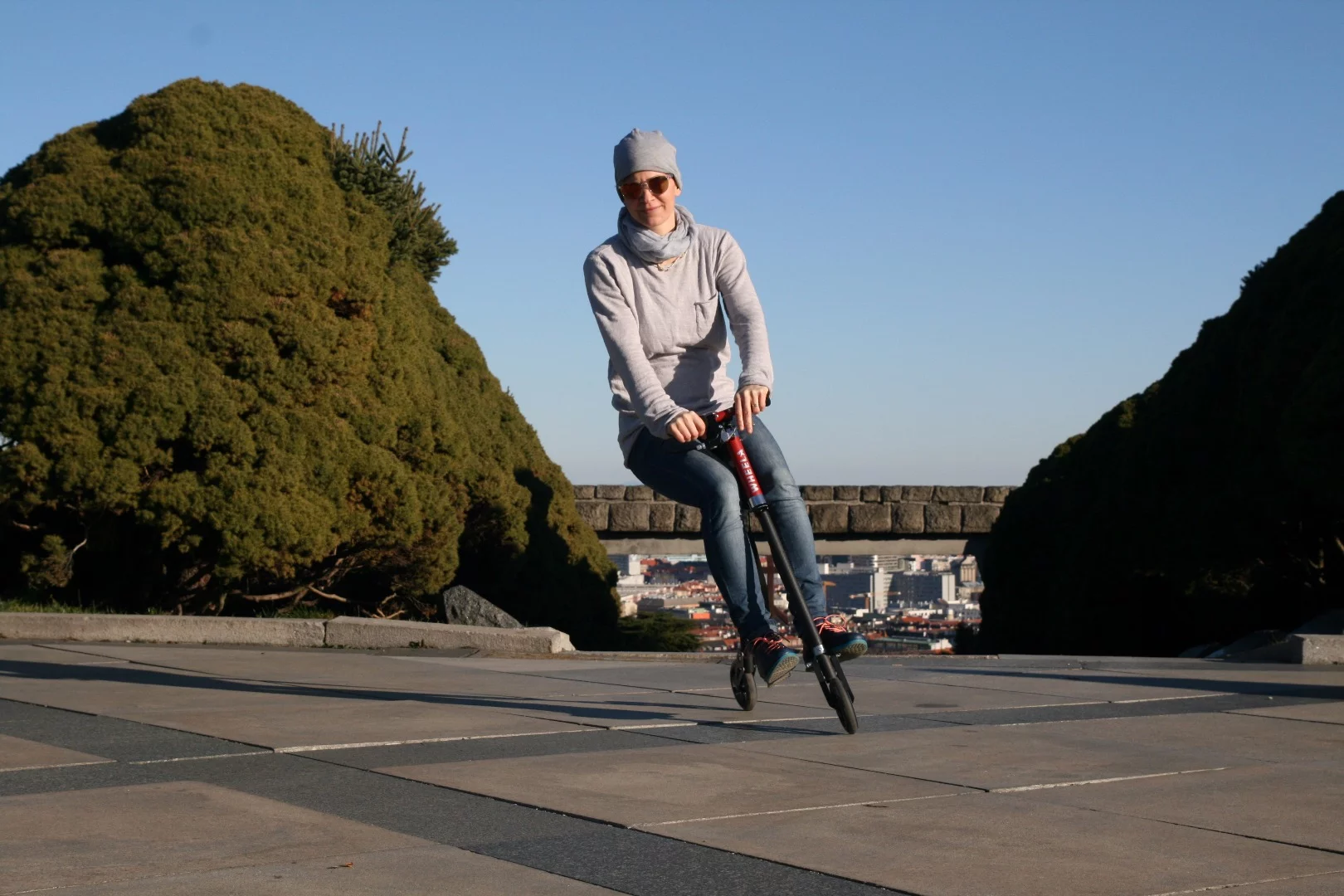 The Wheela scootbike combines aspects of a bicycle and scooter