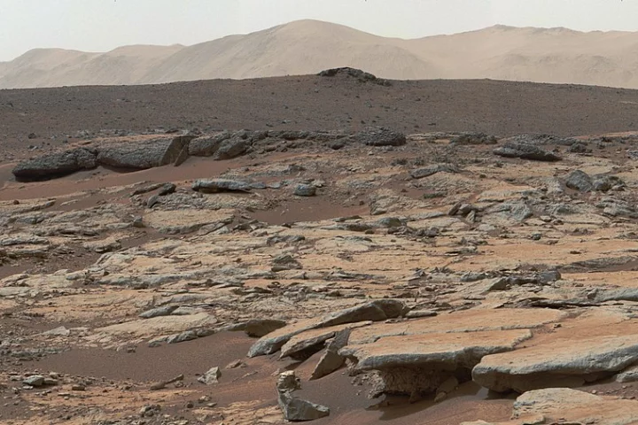 Sedimentary rocks in Mars' Gale Crater, which is thought to have once contained a lake