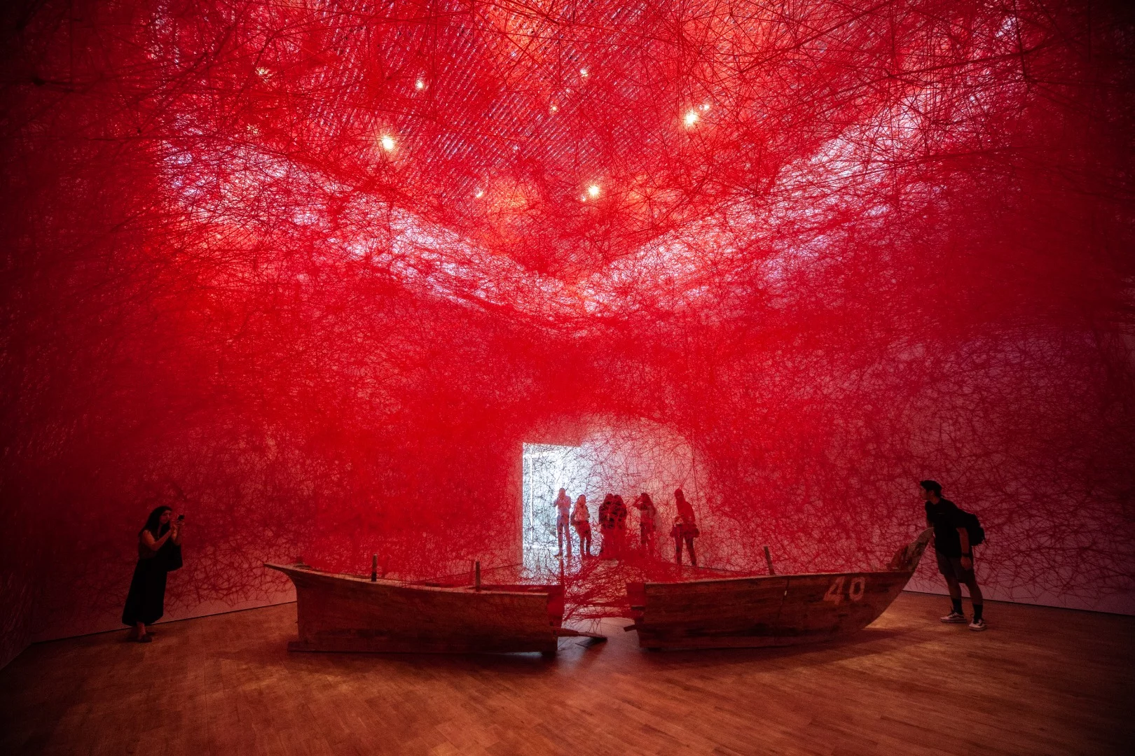 2,500 balls of yarn feature in this installation from Japanese artist Chiahru Shiota