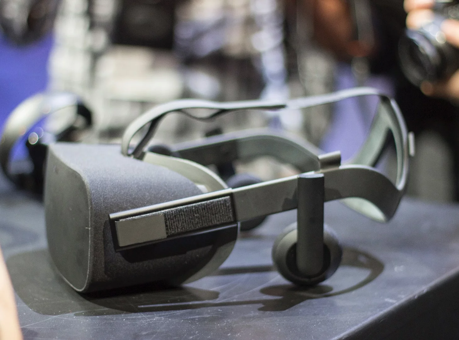 Side of the Rift, with (positional audio) headphones