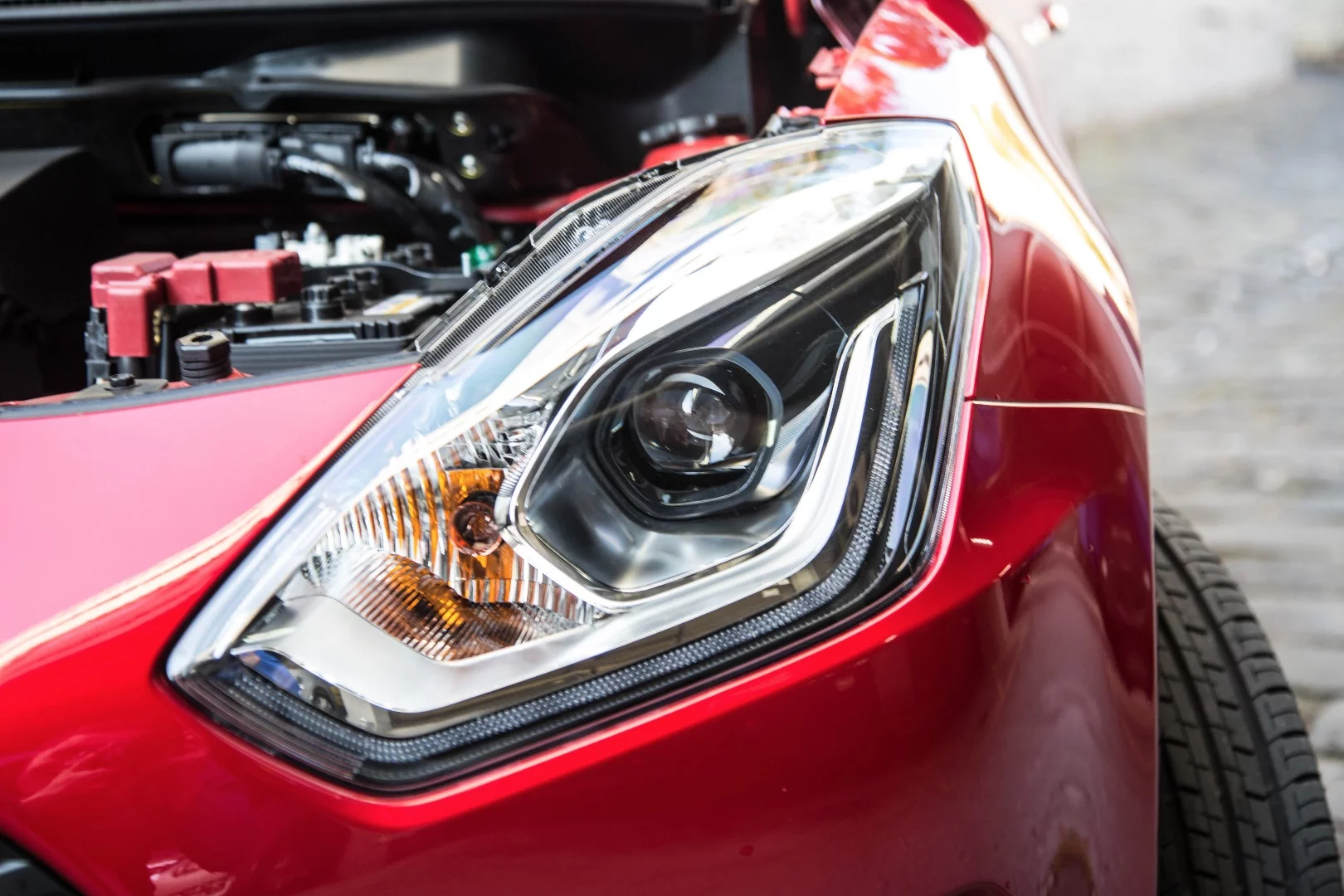 The LED projector headlamps on the new Suzuki Swift GLX Turbo