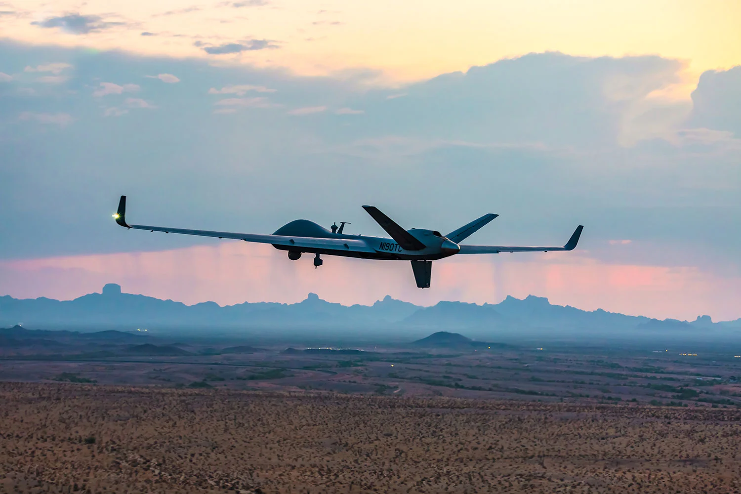 The SkyGuardian taking off