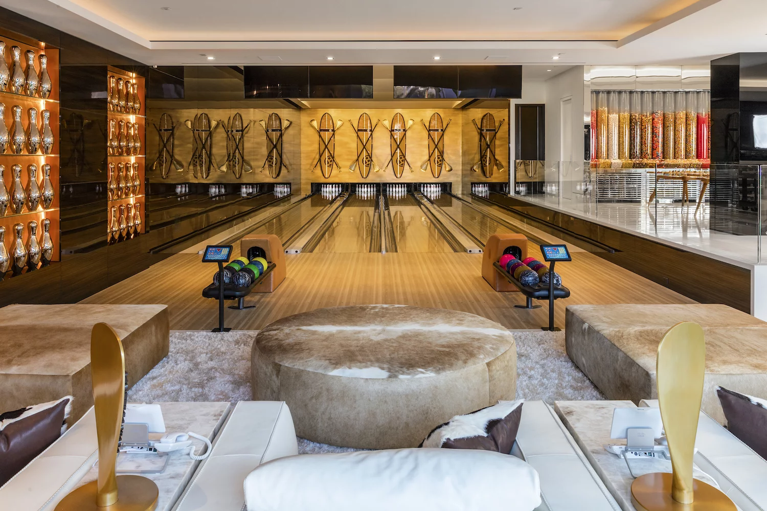 924 Bel Air Road's four-lane bowling alley and lounge