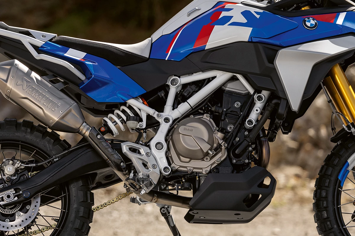 It features an inline twin cylinder