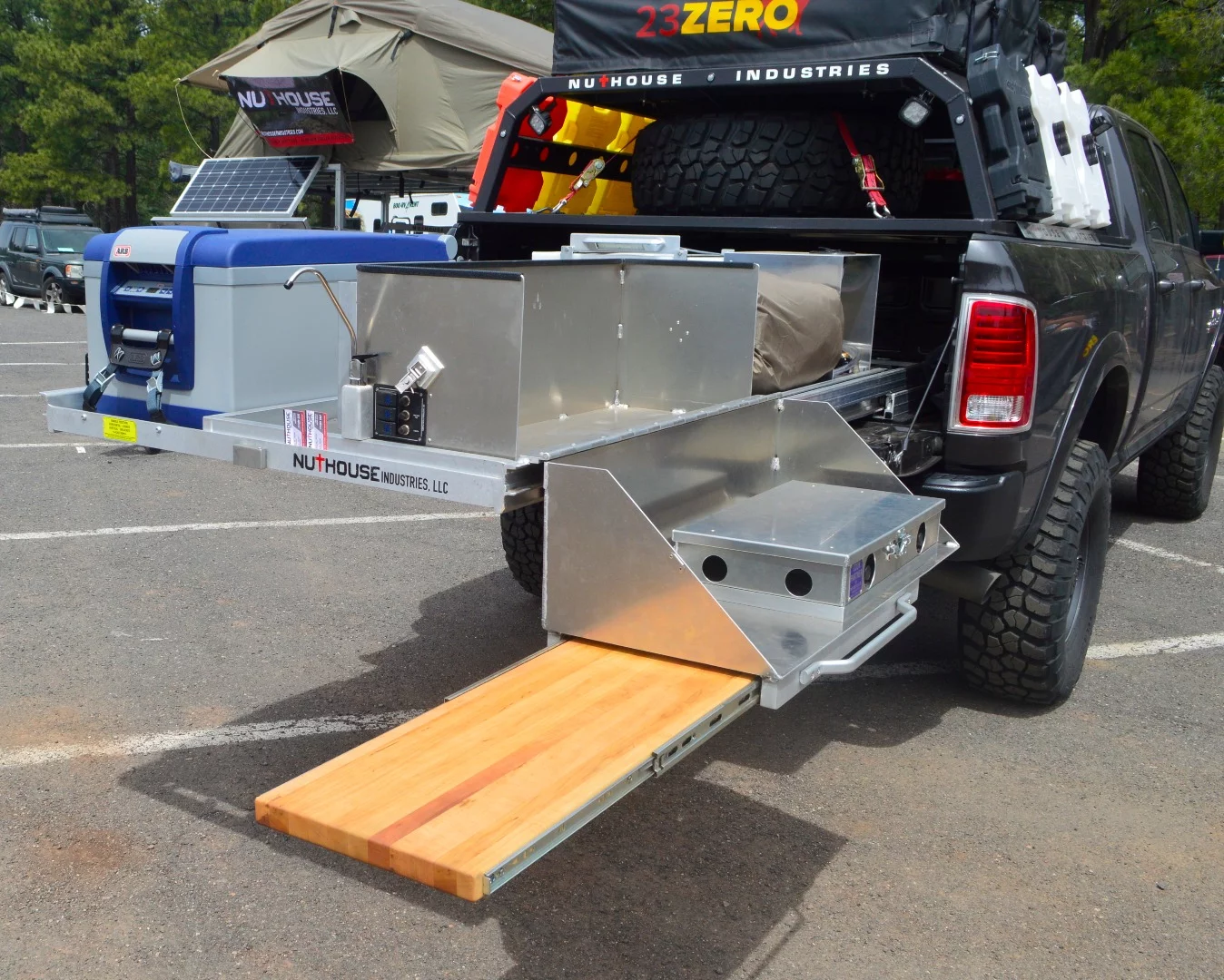 The most impressive truck slide-out of the day .. the $1,899 Expedition Truck Bed Tray Pullout from Nuthouse Industries