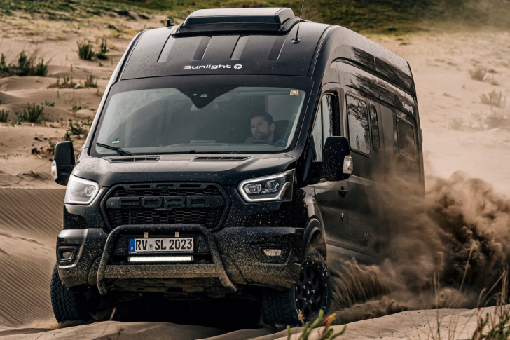 A Ford Transit base injects extra "adventure" into the Sunlight Cliff camper van series