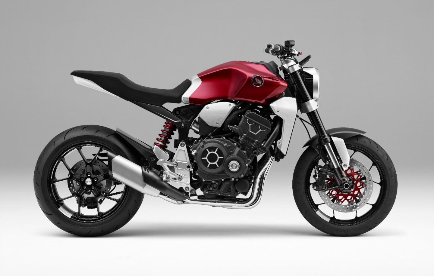 The Honda Neo Sports Cafe concept replaces the aluminum twin-spar frame of the Fireblade with a steel one
