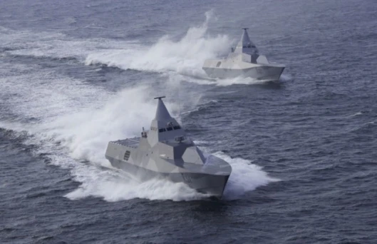 Stealth ships: HMS Helsingborg and HMS Visby.Photo: Peter Nilsson/Kockums AB