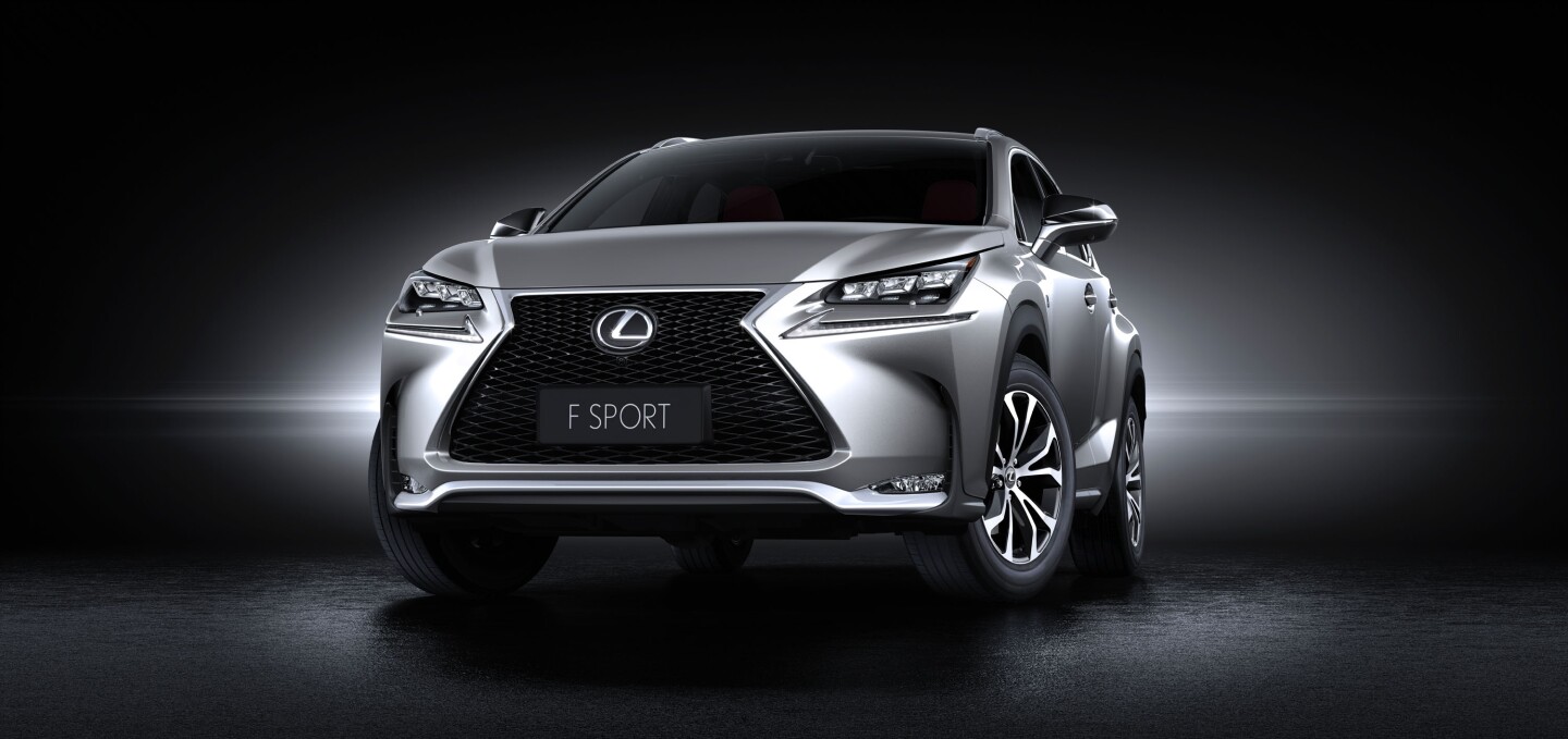 The front fascia has been diluted from the LF-NX, but the big grille, air inlets and daytime running lamps show the concept's influence