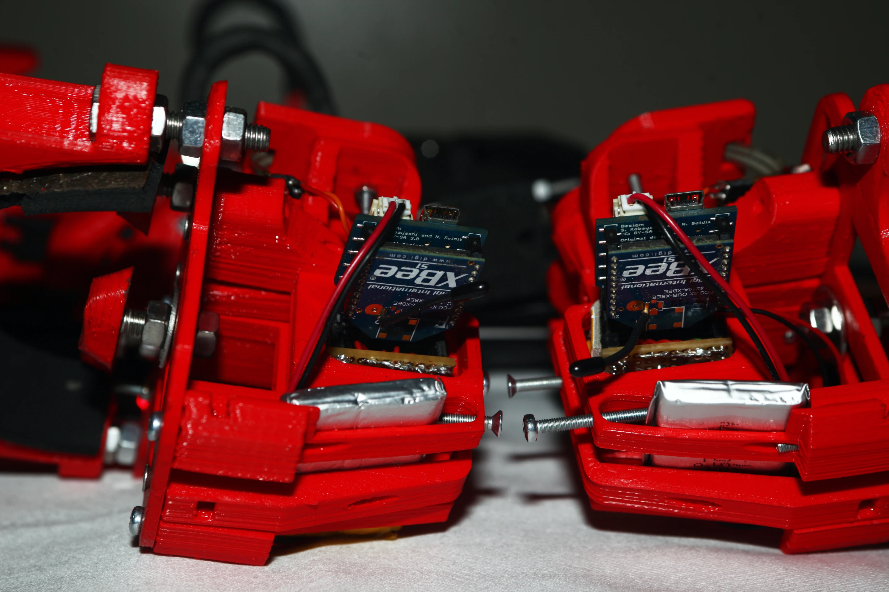 Each unit features 1mW XBee Series 1 wireless transceivers and there are 63mW Series 1 Pros on the base station nodes
