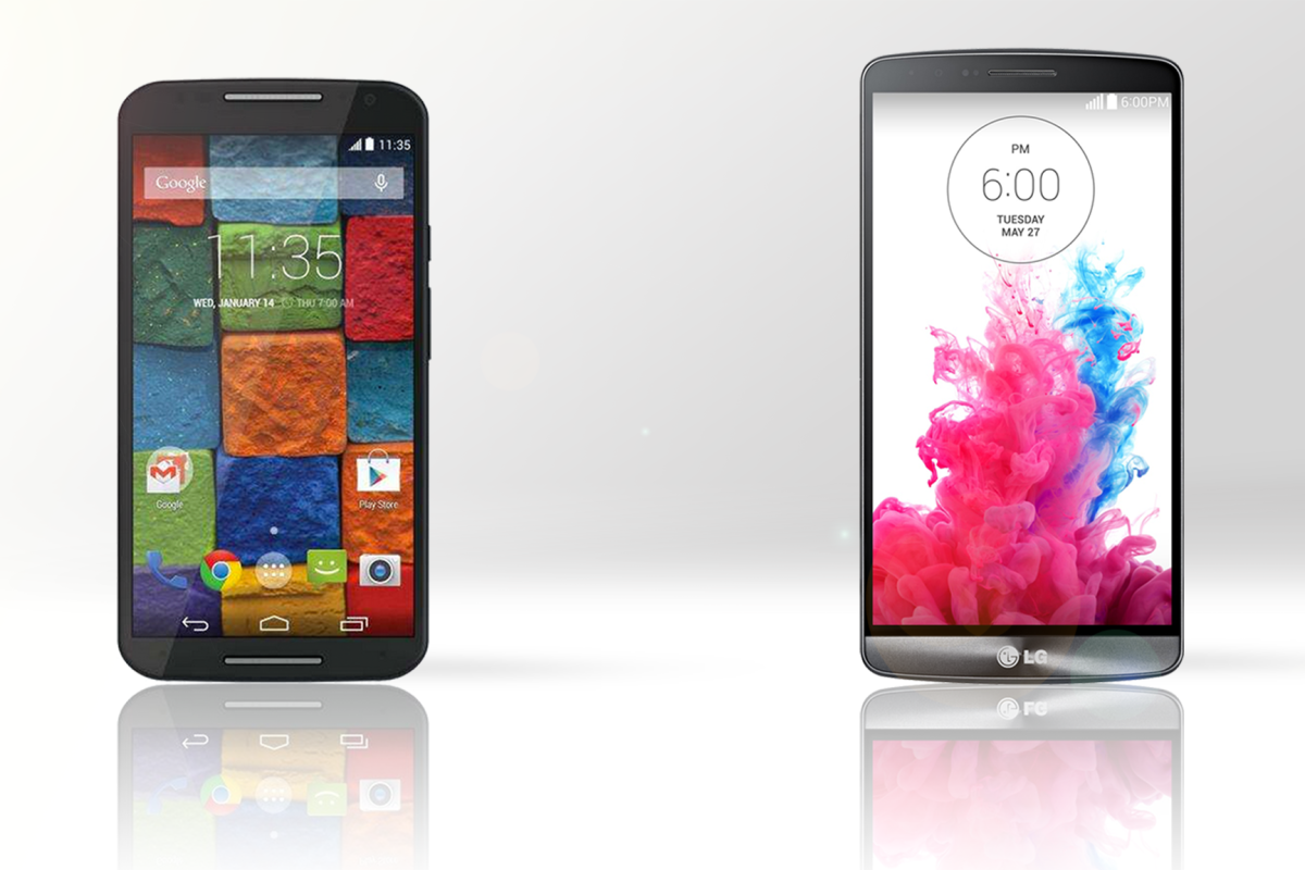 The refreshed Moto X (left) and LG G3 (right)