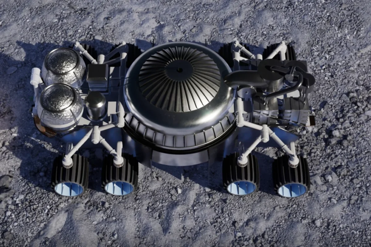 Minning Space Rover Rocket mining system blasts water from beneath the Moon's surface