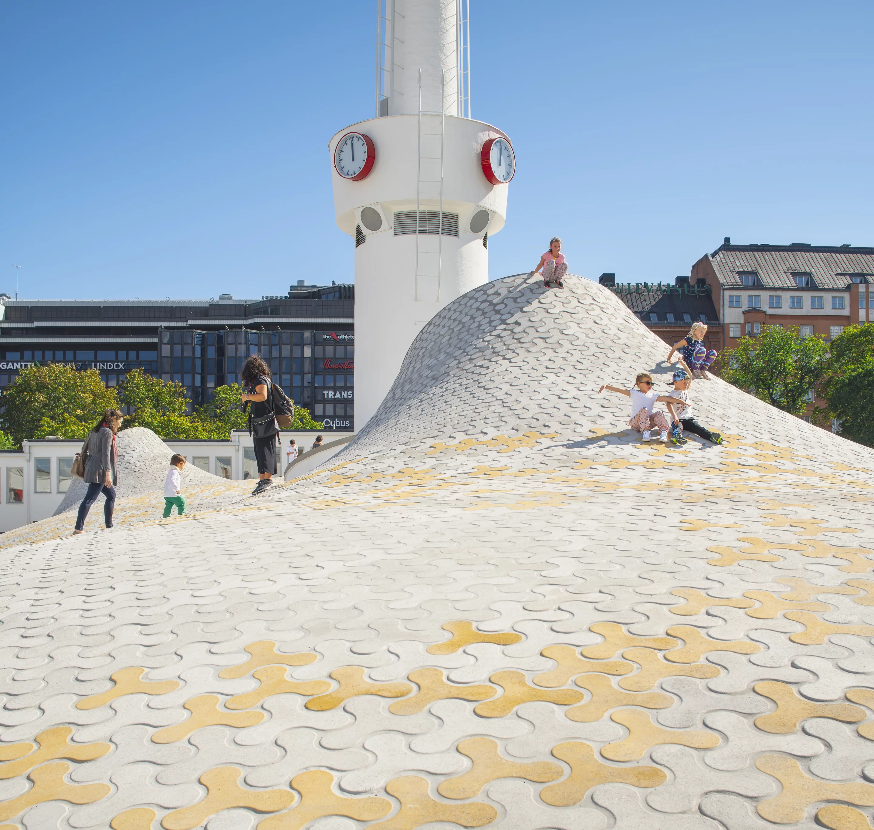 A revitalization of Lasipalatsi Square in the middle of Helsinki has given rise to a peculiar set of pimple-like domes protruding from its surface