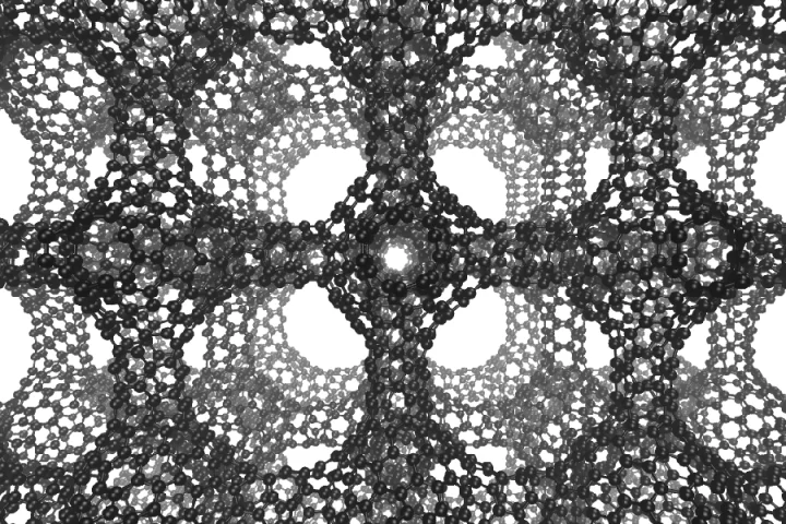 The negative curve of schwarzite is represented in this graphic by the researchers