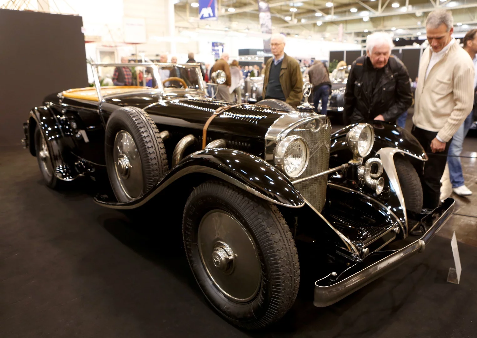 On the Lukas Hüni stand, rather than display cars for sale, the focus was to show some of world’s most important automobiles from collections not normally accessible to the public, and one example was this 1928 Mercedes-Benz 680 S, one of a handful of S-type Mercedes with the Ferdinand Porsche chassis and with Art Déco coachwork by Saoutchik Paris. This particular car was originally owned by Robert Lee Slaughter Junior in New York and later was part of the famous Dieter Holterbosch Collection in Connecticut. It is painted in the original black and features the typical lizard skin interior for which the 680 S Saoutchik is famous. Of 18 cars originally built (12 S type and 6 SS type), only nine survive and are typically held within important collections.