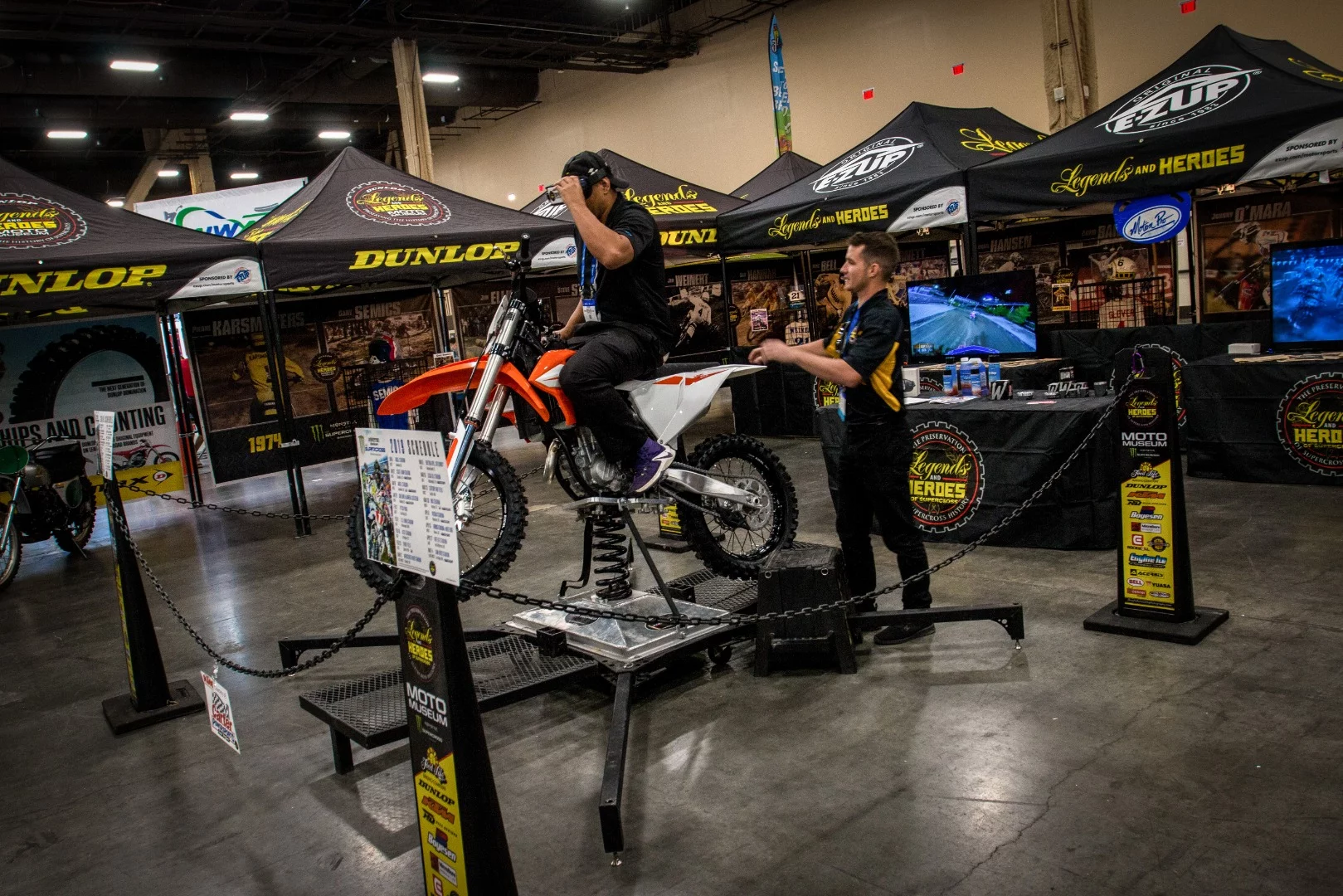 Riders went a little nuts on this Virtual Reality supercross racing game, provided by the Legends and Heroes of Supercross tour