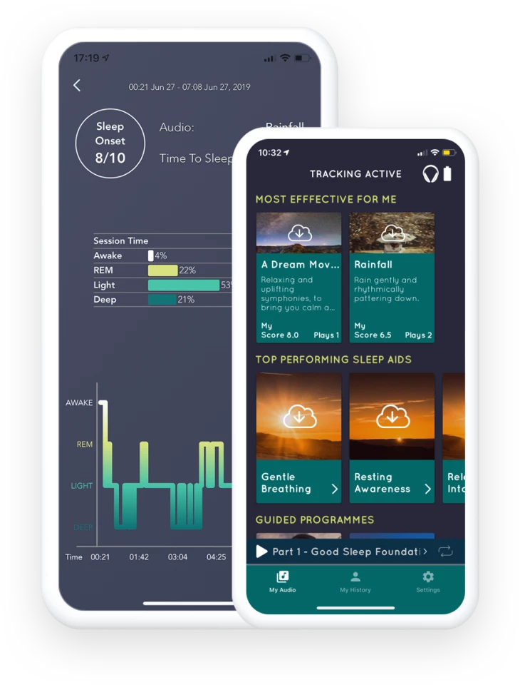 The Kokoon app offers detailed sleep reports plus a large variety of sleep exercises and relaxation soundtracks