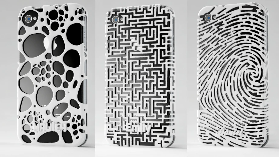 From left to right: iPhone 4/S Cell case, Maze case and Fingerprint case designs