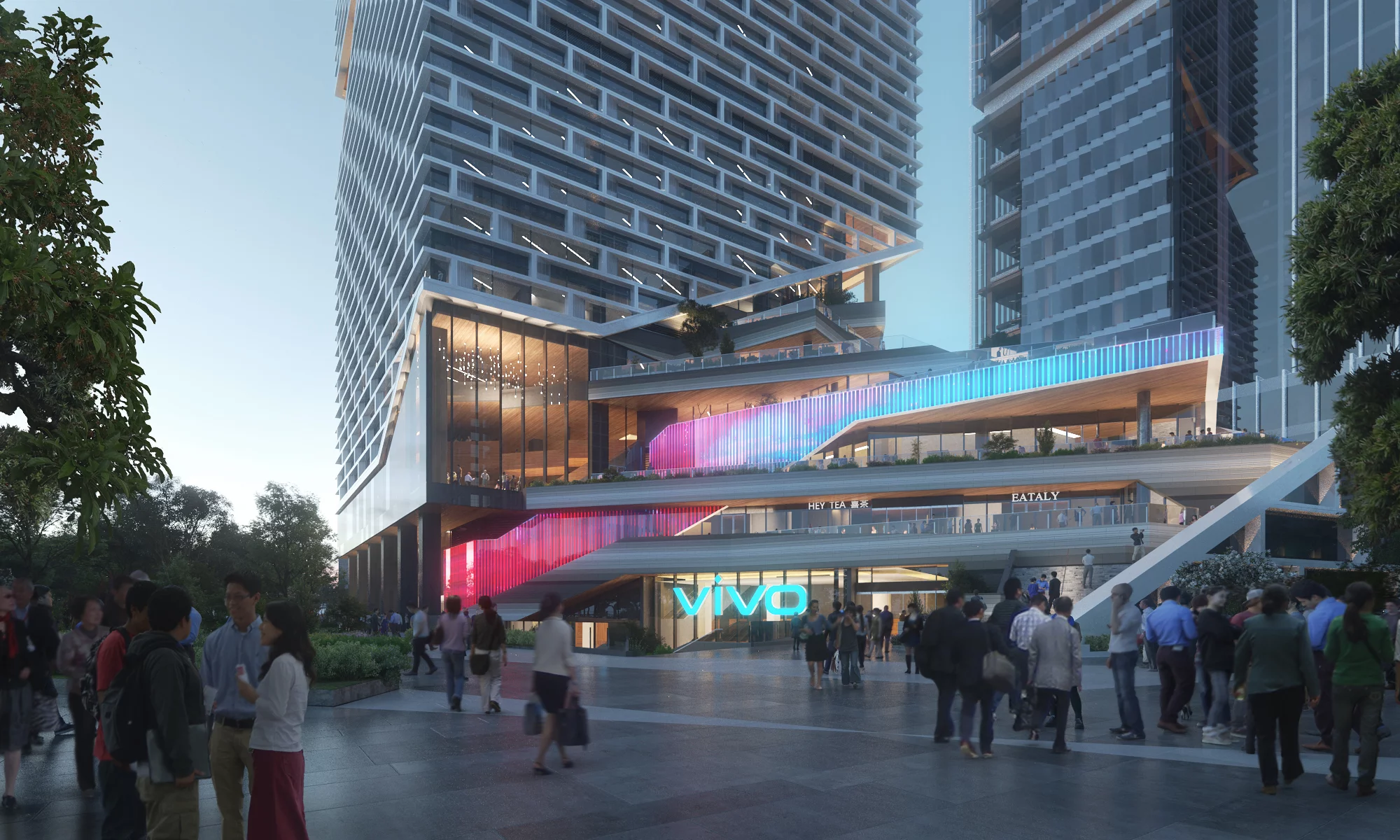 The Vivo headquarters will be mostly given over to office space, but there will be restaurants and retail areas on the lower floors