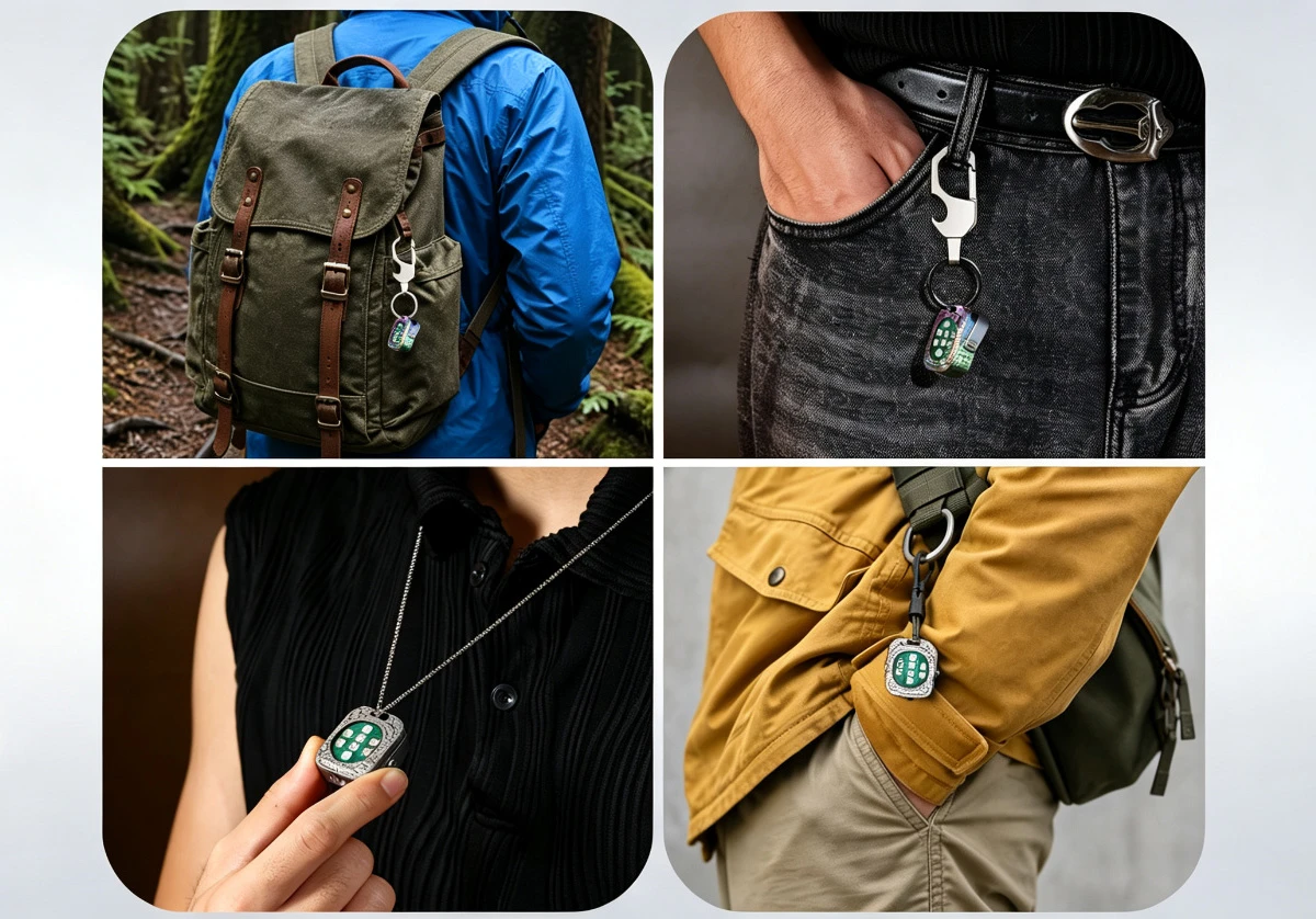 The ED08 can go on a lanyard, keyring, belt, or backpack