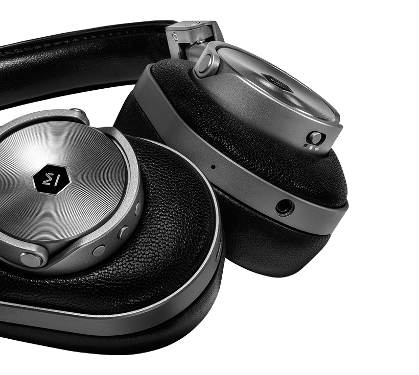 The Master & Dynamic MW60 headphones are made of stainless steel, cowhide, and lambskin leather
