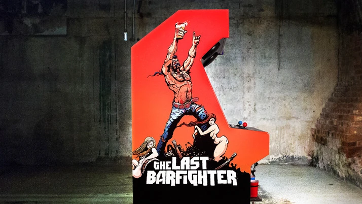 The beer-dispensing arcade machine was built entirely in-house, from the Flash-based fighting game – The Last Barfighter – to the art on the cabinet