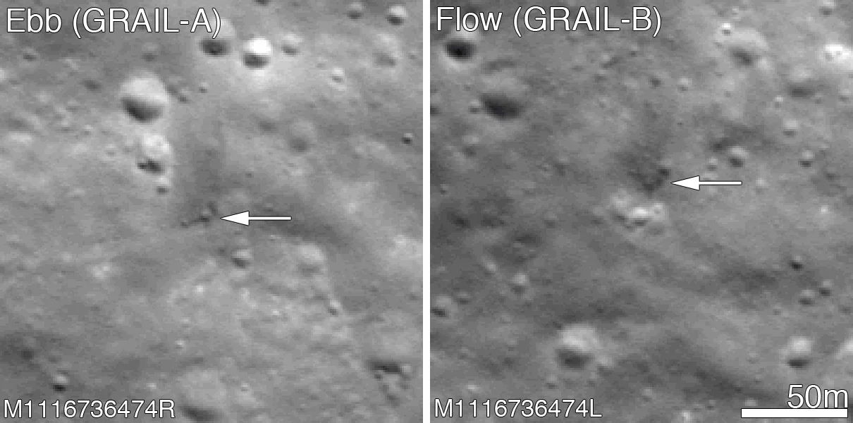 Comparison of GRAIL A and B after impact (Image: NASA)